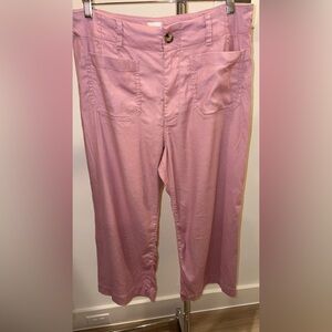Anthropologie Maeve Colette Pink Cropped Linen Viscous Blend Pant Sz 31
